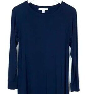 New without Tags Lake Pajamas Navy Bamboo Long Sleeve Midi Dress/Lounge Wear